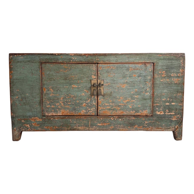 Antique Mongolian Teal Sideboard For Sale