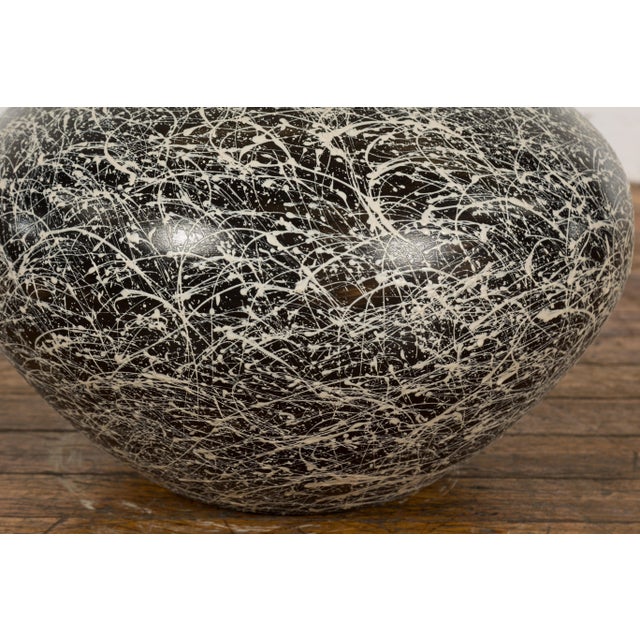 Prem Collection Artisan Made Black and White Planter with Dripping Décor For Sale - Image 11 of 12