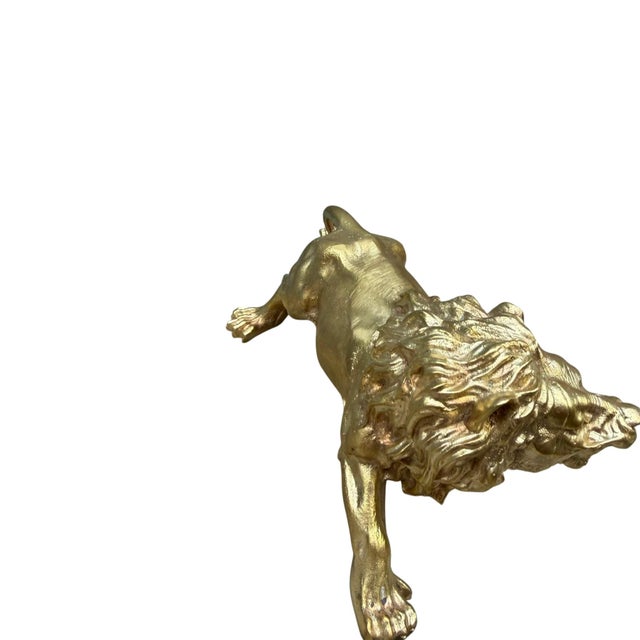 Solid Brass Roaring Lion Sculpture For Sale - Image 4 of 9