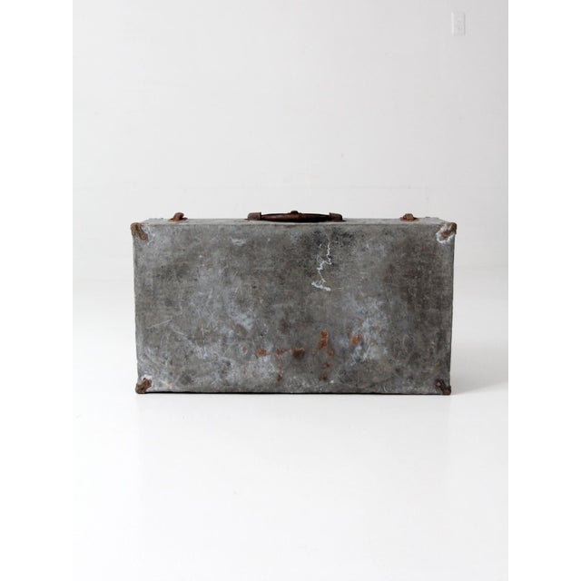 Early 20th Century Antique Galvanized Metal Travel Case For Sale - Image 5 of 18
