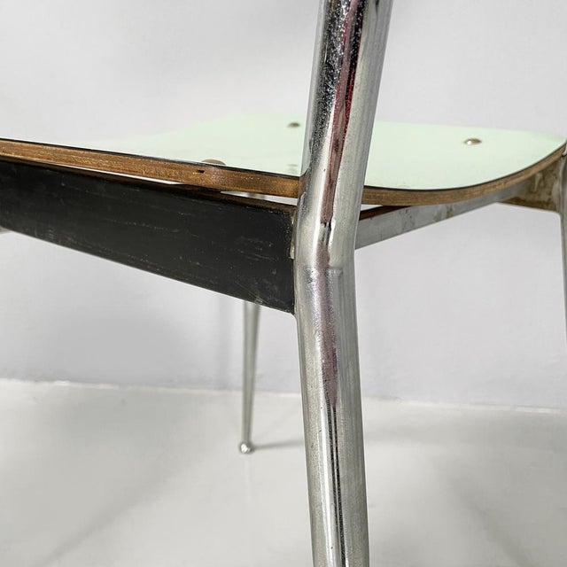 Mid-Century Italian Modern Chairs in Aqua Green Formica and Metal, 1960s, Set of 4 For Sale - Image 17 of 18