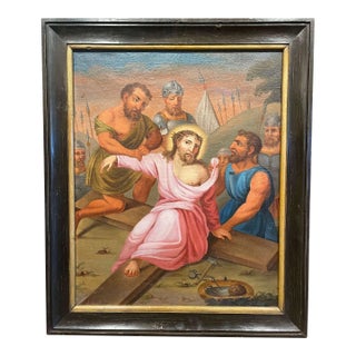 18th Century French Oil on Canvas Painting " the Tenth Station of the Cross" For Sale
