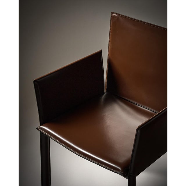 Chocolate Italian Period Mid-Century Poltrona Frau Armchairs For Sale - Image 8 of 9