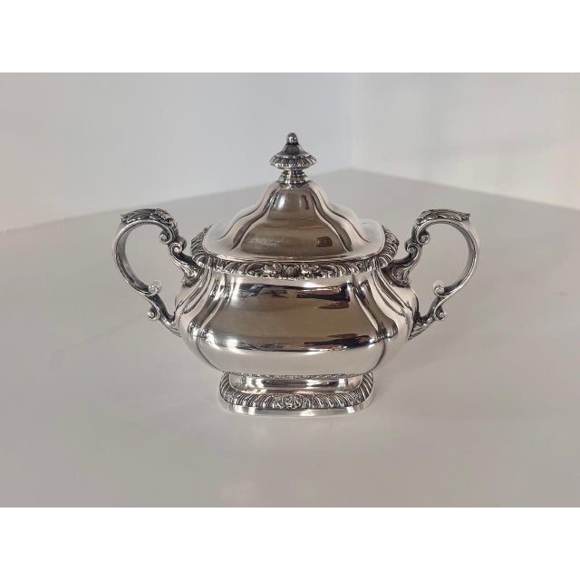 Gorham "Shell & Gadroon" Silverplate 6-Piece Tea & Coffee Service With Footed Tray For Sale - Image 12 of 14
