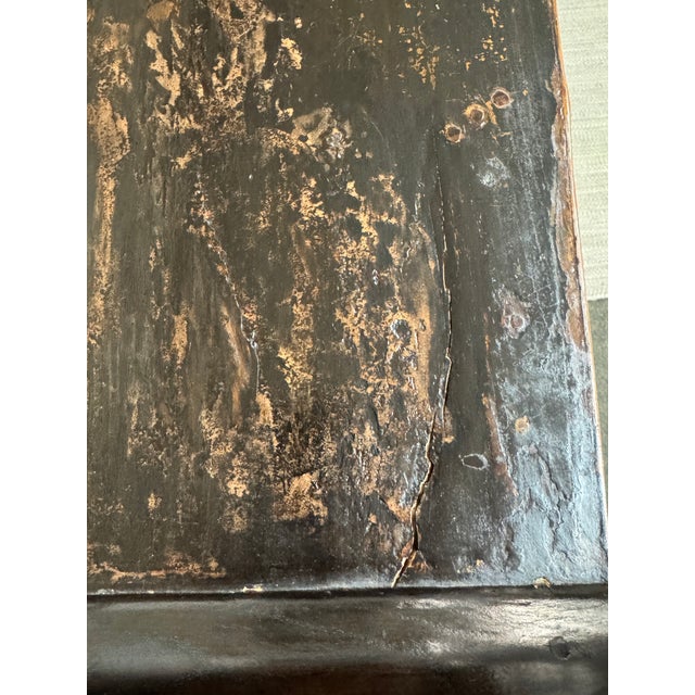 Brown Chinese Bamboo Altar Table With Black Lacquer Top, Late 20th Century For Sale - Image 8 of 13