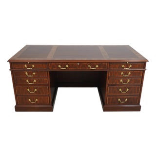 Henkel Harris Moore Banded Mahogany Executive Desk For Sale