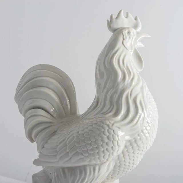 Antique Large Blanc De Chine Glazed Ceramic Roosters, A-Pair | Chairish