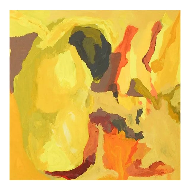 Abstract Expressionist Yellow and Ochre Painting For Sale