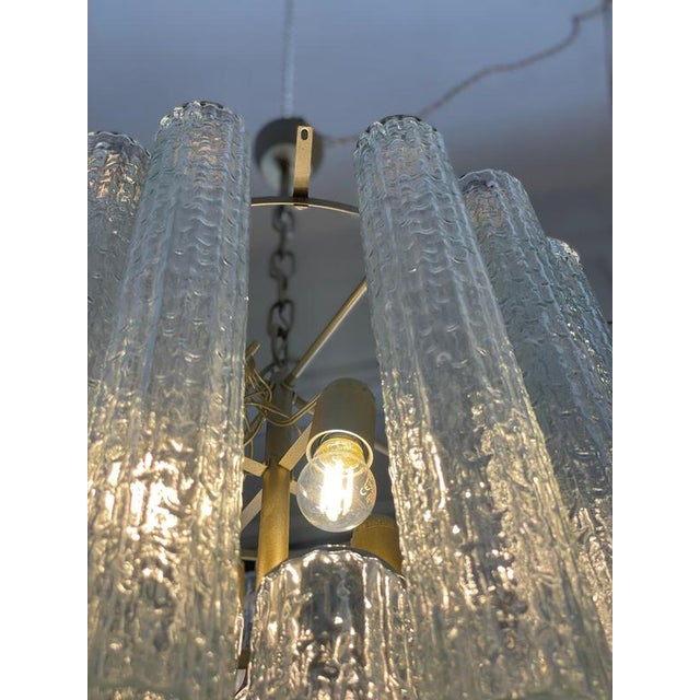 Gold Tronchi Chandelier in Murano Glass with Brass Frame by Venini, 1960s For Sale - Image 8 of 10