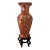 Large Hand-Decorative Red & Gold Floor Vase With Wood Stand For Sale