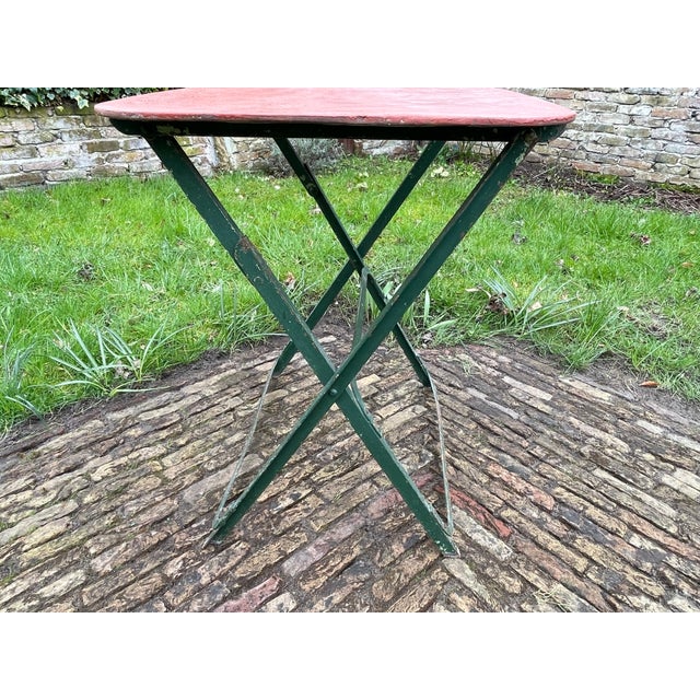 Green Vintage French Bistro Garden Table, 1930s For Sale - Image 8 of 18