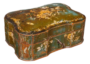 Antique Ladies Table Box, Italian, Lacquer, Oak, Keepsake Case, Victorian, 1900