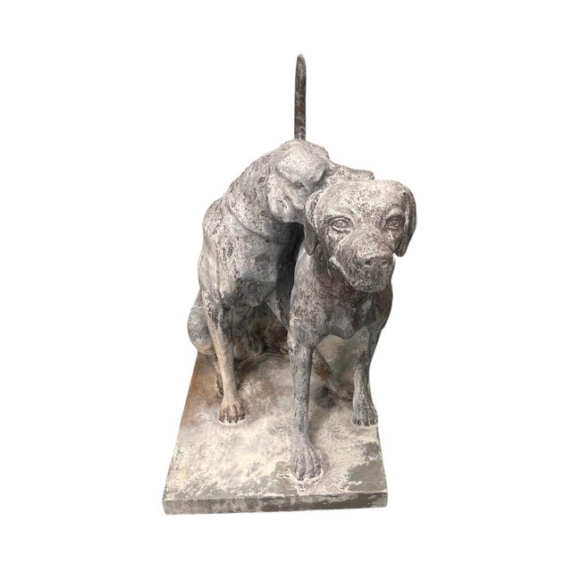 Large Vintage French-Style Cast Iron "Snuggling Dogs" Garden Statue For Sale - Image 4 of 12