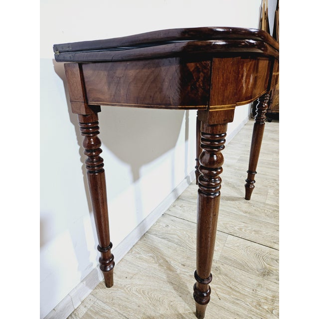 Purple Antique Card Game Table in Mahogany, 1800s For Sale - Image 8 of 18