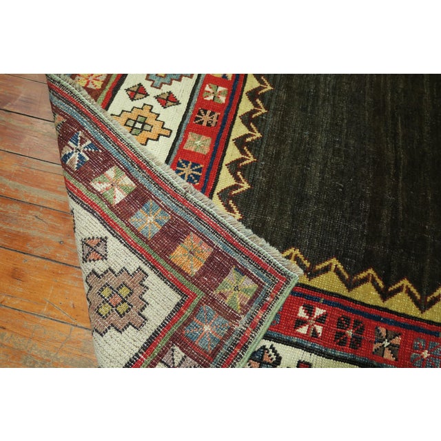Eclectic 20th Century Talish Brown Navy Persian Wool Runner For Sale - Image 4 of 6
