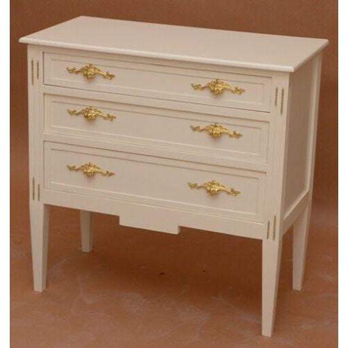 A beautifully hand-crafted and Hand Painted Chest of Three Drawers in Italian Style, With Engraved Bronze Handles.