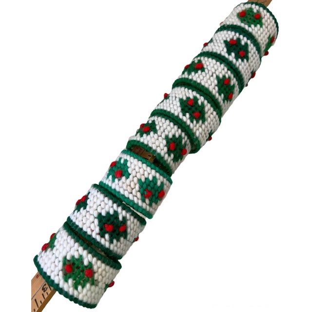 American Holiday Christmas Needlepointed Napkin Rings- Set of 8 Red Green White Vintage For Sale - Image 3 of 12