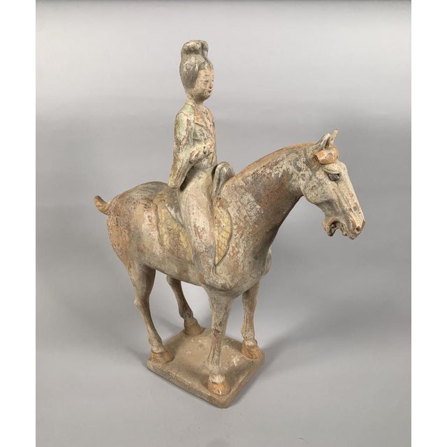 Terracotta Sculpture of a Horseman, Han Dynasty, 206 BC - 220 AD, Mingqi, China For Sale