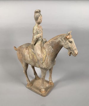 Terracotta Sculpture of a Horseman, Han Dynasty, 206 BC - 220 AD, Mingqi, China
