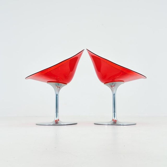Mid-Century Red Acrylic Glass Swivel Eros Lounge Chair by Philippe Starck for Kartell, Italy, 1990s For Sale - Image 12 of 16