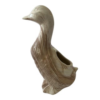 Vintage Ceramic Duck Flower Vase Mt St Helen Ash Thomas E Volcanic Ash Farmhouse Traditional For Sale