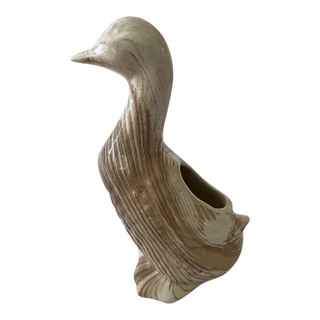 Vintage Ceramic Duck Flower Vase Mt St Helen Ash Thomas E Volcanic Ash Farmhouse Traditional For Sale