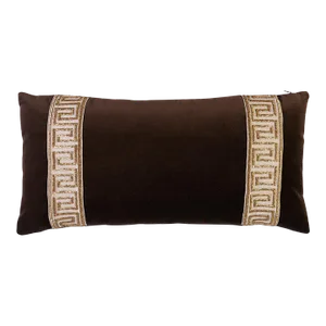 Schumacher Delphi Beaded Tape Pillow in Espresso