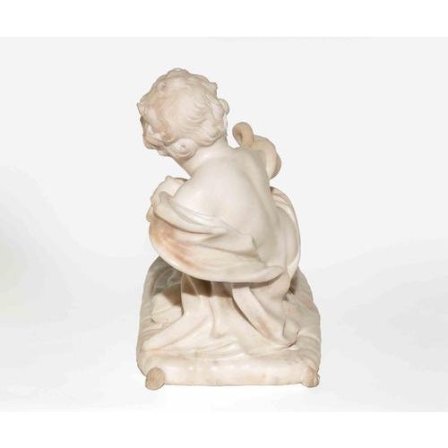 19th Century Carved Marble Figure of a Putto with Serpent For Sale - Image 10 of 11