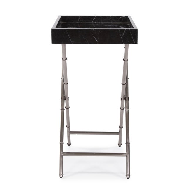The Talbot Table's removable black marble tray adds function and style to this petite versatile side table. The stainless...