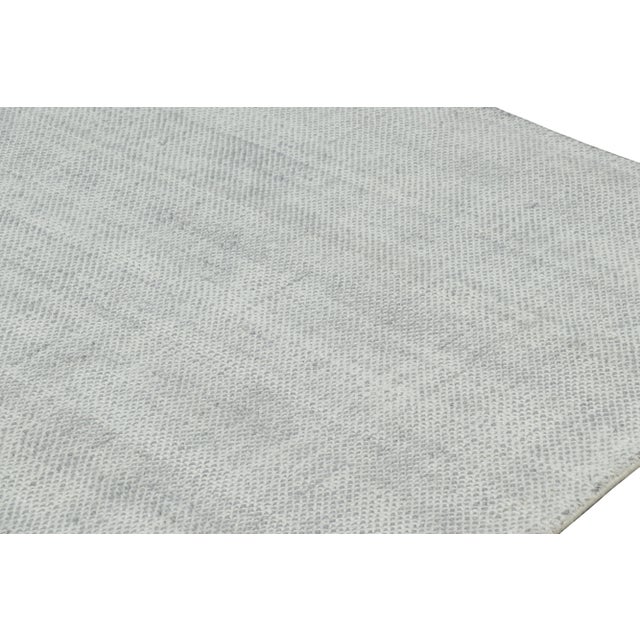 2010s Rug & Kilim’s Oversized Textural Rug in Light Gray and Blue Tones & Striae -13x17 For Sale - Image 5 of 7