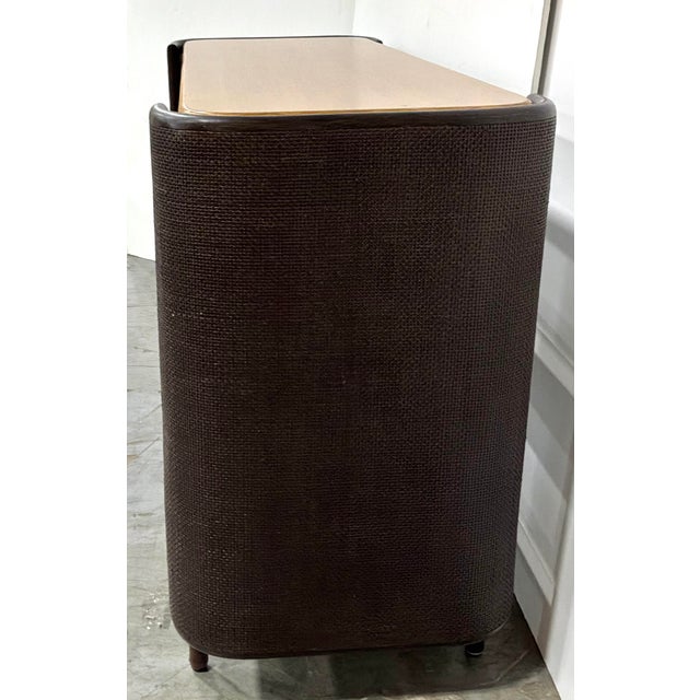 Contemporary Baker / McGuire Organic Modern Chocolate Brown Rattan and Caning Pacific Shelving Unit For Sale - Image 3 of 5