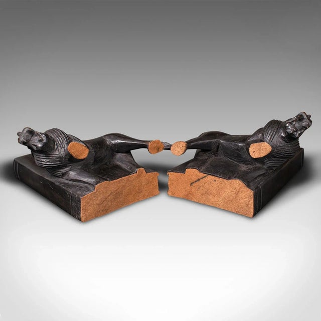 1900's Pair of Antique Carved Lion Bookends For Sale - Image 10 of 11