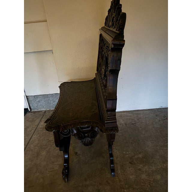Highly Carved Antique Italian Bench c.1860 Figural Carvings All Three Sides in Excellent Condition For Sale In Sacramento - Image 6 of 6