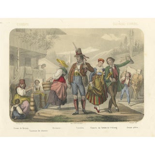 After Fossey, Swiss and Tyrolean Costumes, Fiancés of Fribourg and Tyrolean Figures, 1845, Lithograph For Sale