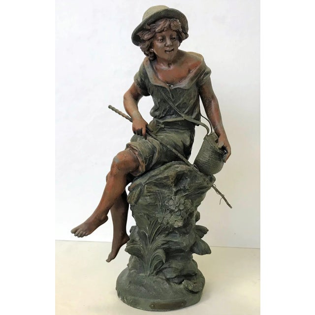 Fantastic replica of 19th century French artist Auguste Moreau's sculpture. This cast bronze artwork depicts a young...