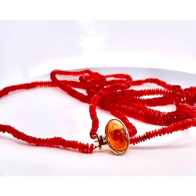 Multi-Strand Necklace With 14k Gold Clasp and Honey Amber Gemstone For Sale - Image 13 of 14