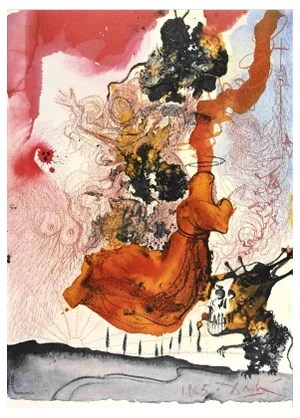 Salvador Dalí, Cadaver in sepulchro Elisei, Lithograph, 1964