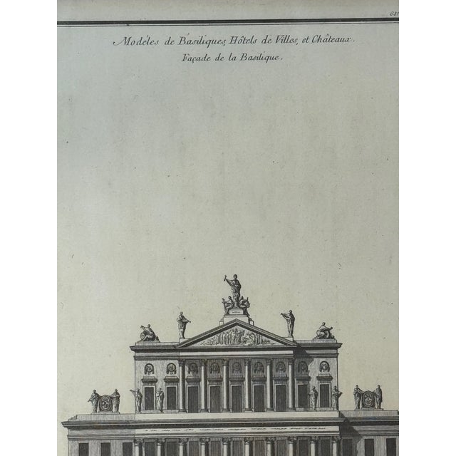 Black Pair of Antique French Neoclassical Architectural Engravings – Theatre & Basilica Facades, Framed For Sale - Image 8 of 10