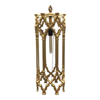 Mid Century Iron Gilt Gothic Hanging Light For Sale