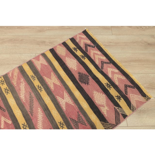 1950s Traditional Primitive Red Striped Kilim Runner Rug For Sale - Image 10 of 13