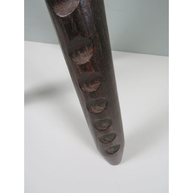 Wood Spanish Brutalist Tripod Stool, 1960s For Sale - Image 7 of 8