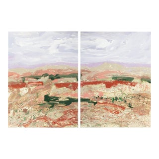 1990 “Wind” Abstract Acrylic Landscape Diptych Signed by Harry Hilson For Sale