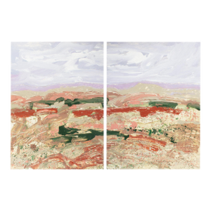 1990 “Wind” Abstract Acrylic Landscape Diptych Signed by Harry Hilson