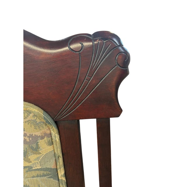 Traditional Mahogany Accent Armchair With William Morris Style Upholstery For Sale In Greensboro - Image 6 of 12
