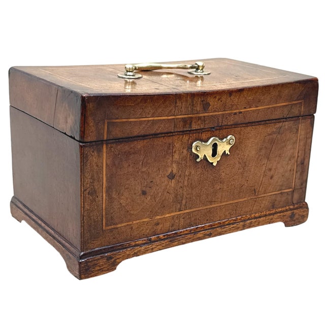 Georgian Walnut Rectangular Tea Caddy, 18th Century For Sale - Image 11 of 15