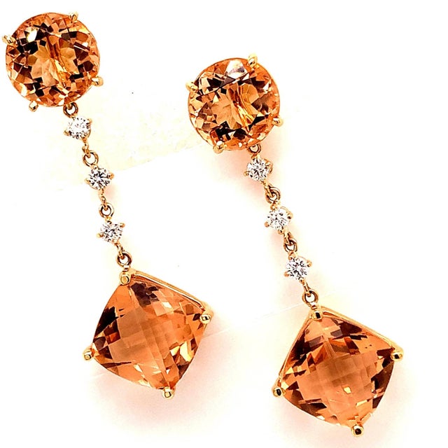 Natural Morganite Diamond Earrings 14k Gold 10.1 TCW Certified For Sale - Image 13 of 14