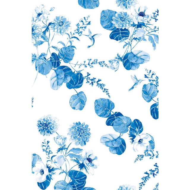 Chirp Society Floral Grasscloth Wallpaper by House Party | French Blue | 6 Yards For Sale - Image 9 of 9