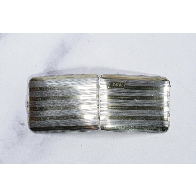 1920s Art Deco Engine Turned Antique Gorham Sterling Silver 14k Gold Matchbook Holder Case Matches Vesta Tobacciana For Sale - Image 10 of 16