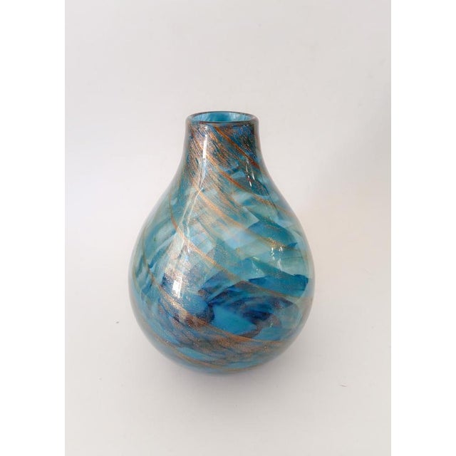 Blue Murano Glass Vase from Fratelli Toso, 1970s For Sale - Image 8 of 8