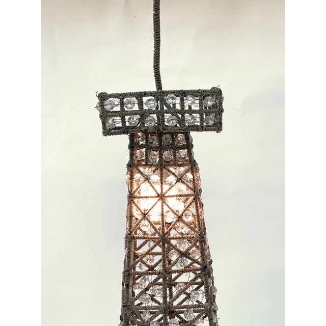 Vintage Mid-Century Large 7 Foot Beaded Glass Floor Lamp in the Form of the Eiffel Tower For Sale - Image 4 of 11